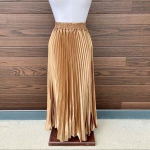 Gold Pleated Maxi Skirt